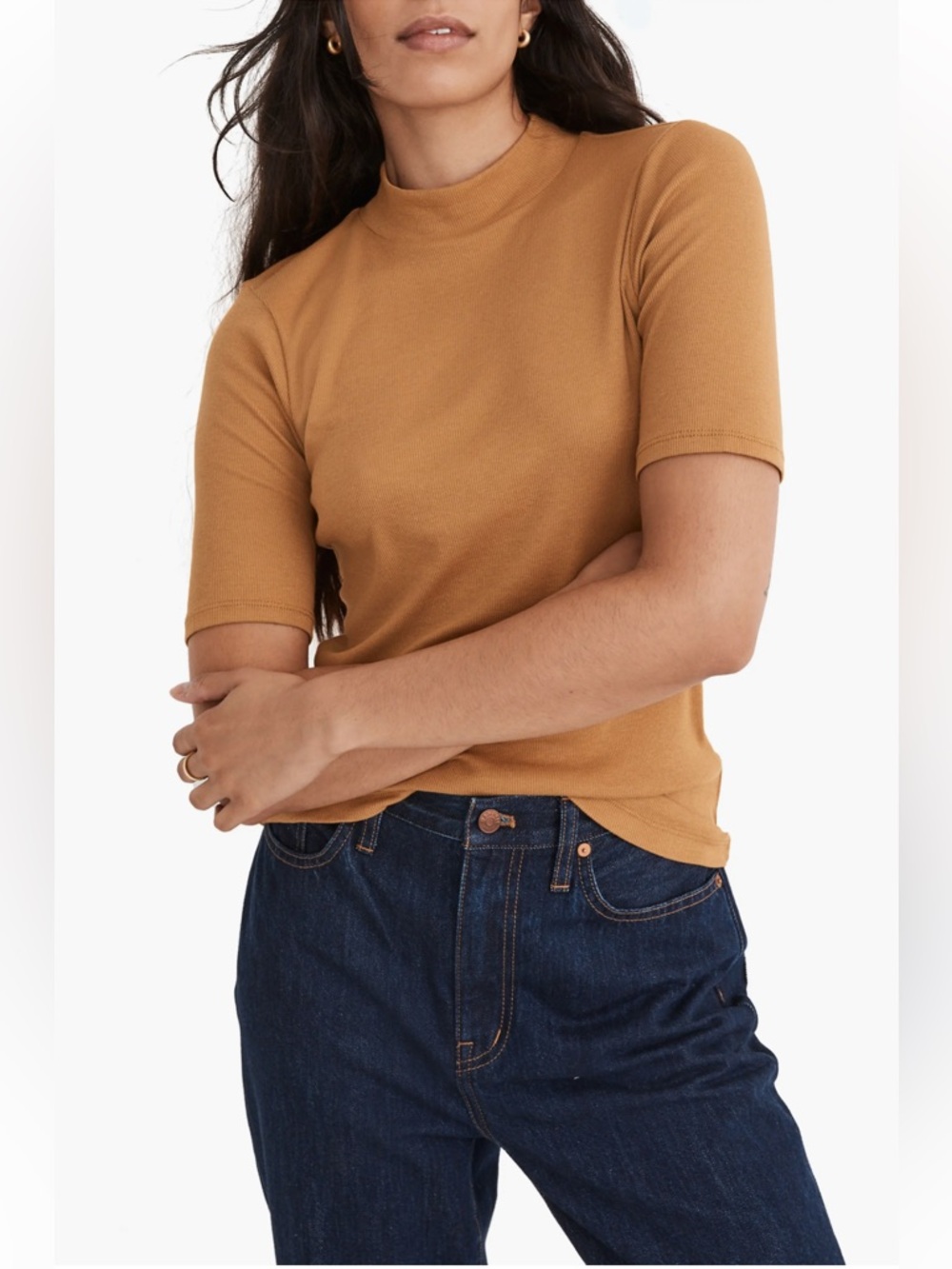 Madewell Draper rib mock neck top XL